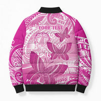 Personalised Polynesia Breast Cancer Awareness Bomber Puffer Jacket Think Pink Ribbon Polynesian Butterflies LT14 - Polynesian Pride