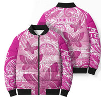 Personalised Polynesia Breast Cancer Awareness Bomber Puffer Jacket Think Pink Ribbon Polynesian Butterflies LT14 - Polynesian Pride
