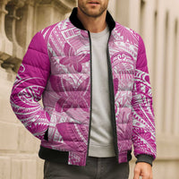 Personalised Polynesia Breast Cancer Awareness Bomber Puffer Jacket Think Pink Ribbon Polynesian Butterflies LT14 - Polynesian Pride