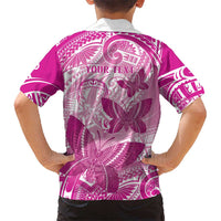 Personalised Polynesia Breast Cancer Awareness Family Matching Short Sleeve Bodycon Dress and Hawaiian Shirt Think Pink Ribbon Polynesian Butterflies LT14 - Polynesian Pride