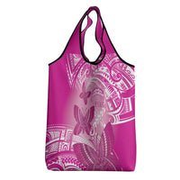 Polynesia Breast Cancer Awareness Grocery Bag Think Pink Ribbon Polynesian Butterflies