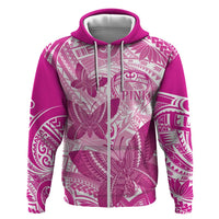 Personalised Polynesia Breast Cancer Awareness Hoodie Think Pink Ribbon Polynesian Butterflies