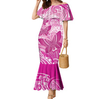 Personalised Polynesia Breast Cancer Awareness Mermaid Dress Think Pink Ribbon Polynesian Butterflies LT14 Women Pink - Polynesian Pride