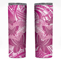 Personalised Polynesia Breast Cancer Awareness Skinny Tumbler Think Pink Ribbon Polynesian Butterflies