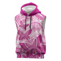 Personalised Polynesia Breast Cancer Awareness Sleeveless Hoodie Think Pink Ribbon Polynesian Butterflies LT14 Pink - Polynesian Pride