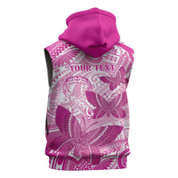 Personalised Polynesia Breast Cancer Awareness Sleeveless Hoodie Think Pink Ribbon Polynesian Butterflies LT14 - Polynesian Pride