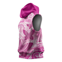 Personalised Polynesia Breast Cancer Awareness Sleeveless Hoodie Think Pink Ribbon Polynesian Butterflies LT14 - Polynesian Pride