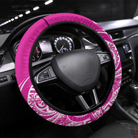 Polynesia Breast Cancer Awareness Steering Wheel Cover Think Pink Ribbon Polynesian Butterflies LT14 Universal Fit Pink - Polynesian Pride