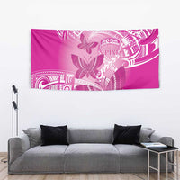Polynesia Breast Cancer Awareness Tapestry Think Pink Ribbon Polynesian Butterflies