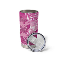 Personalised Polynesia Breast Cancer Awareness Tumbler Cup Think Pink Ribbon Polynesian Butterflies