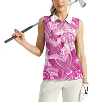 Personalised Polynesia Breast Cancer Awareness Women Sleeveless Polo Shirt Think Pink Ribbon Polynesian Butterflies