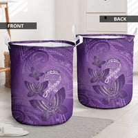 Polynesia Lupus Awareness Month Laundry Basket Warrior Purple Ribbon Polynesian Butterflies