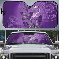 Polynesia Lupus Awareness Month Auto Sun Shade Warrior Purple Ribbon Polynesian Butterflies