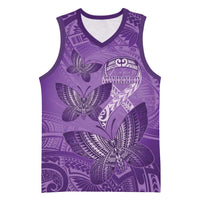 Personalised Polynesia Lupus Awareness Month Basketball Jersey Warrior Purple Ribbon Polynesian Butterflies LT14 Unisex Purple - Polynesian Pride