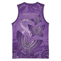 Personalised Polynesia Lupus Awareness Month Basketball Jersey Warrior Purple Ribbon Polynesian Butterflies LT14 - Polynesian Pride