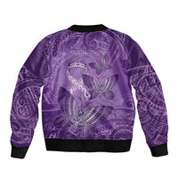 Personalised Polynesia Lupus Awareness Month Bomber Jacket Warrior Purple Ribbon Polynesian Butterflies