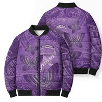 Personalised Polynesia Lupus Awareness Month Bomber Puffer Jacket Warrior Purple Ribbon Polynesian Butterflies LT14 - Polynesian Pride