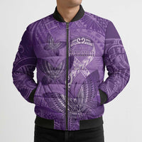 Personalised Polynesia Lupus Awareness Month Bomber Puffer Jacket Warrior Purple Ribbon Polynesian Butterflies LT14 - Polynesian Pride