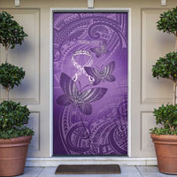Personalised Polynesia Lupus Awareness Month Door Cover Warrior Purple Ribbon Polynesian Butterflies LT14 Purple - Polynesian Pride