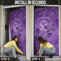 Personalised Polynesia Lupus Awareness Month Door Cover Warrior Purple Ribbon Polynesian Butterflies LT14 - Polynesian Pride