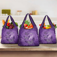 Polynesia Lupus Awareness Month Grocery Bag Warrior Purple Ribbon Polynesian Butterflies LT14 3-pack One Size Purple - Polynesian Pride