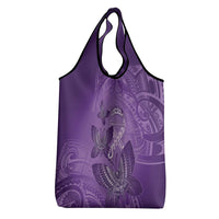 Polynesia Lupus Awareness Month Grocery Bag Warrior Purple Ribbon Polynesian Butterflies LT14 - Polynesian Pride