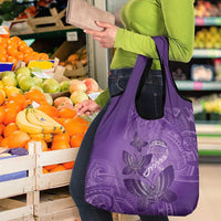 Polynesia Lupus Awareness Month Grocery Bag Warrior Purple Ribbon Polynesian Butterflies LT14 - Polynesian Pride
