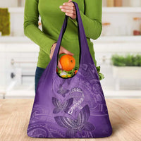 Polynesia Lupus Awareness Month Grocery Bag Warrior Purple Ribbon Polynesian Butterflies LT14 - Polynesian Pride