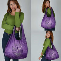 Polynesia Lupus Awareness Month Grocery Bag Warrior Purple Ribbon Polynesian Butterflies LT14 - Polynesian Pride