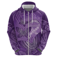 Personalised Polynesia Lupus Awareness Month Hoodie Warrior Purple Ribbon Polynesian Butterflies
