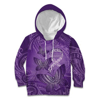 Personalised Polynesia Lupus Awareness Month Kid Hoodie Warrior Purple Ribbon Polynesian Butterflies