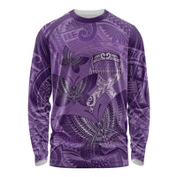 Personalised Polynesia Lupus Awareness Month Long Sleeve Shirt Warrior Purple Ribbon Polynesian Butterflies LT14 Unisex Purple - Polynesian Pride