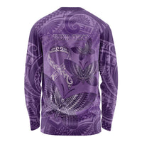 Personalised Polynesia Lupus Awareness Month Long Sleeve Shirt Warrior Purple Ribbon Polynesian Butterflies LT14 - Polynesian Pride