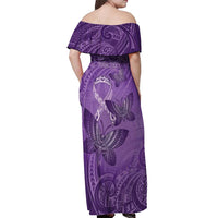 Personalised Polynesia Lupus Awareness Month Off Shoulder Maxi Dress Warrior Purple Ribbon Polynesian Butterflies LT14 - Polynesian Pride