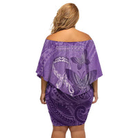 Personalised Polynesia Lupus Awareness Month Off Shoulder Short Dress Warrior Purple Ribbon Polynesian Butterflies LT14 - Polynesian Pride