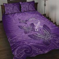 Polynesia Lupus Awareness Month Quilt Bed Set Warrior Purple Ribbon Polynesian Butterflies LT14 Purple - Polynesian Pride