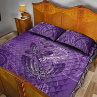 Polynesia Lupus Awareness Month Quilt Bed Set Warrior Purple Ribbon Polynesian Butterflies LT14 - Polynesian Pride