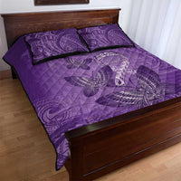 Polynesia Lupus Awareness Month Quilt Bed Set Warrior Purple Ribbon Polynesian Butterflies LT14 - Polynesian Pride