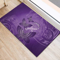 Polynesia Lupus Awareness Month Rubber Doormat Warrior Purple Ribbon Polynesian Butterflies