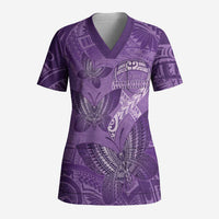 Personalised Polynesia Lupus Awareness Month Scrub Top Warrior Purple Ribbon Polynesian Butterflies LT14 Adult Purple - Polynesian Pride