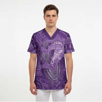 Personalised Polynesia Lupus Awareness Month Scrub Top Warrior Purple Ribbon Polynesian Butterflies LT14 - Polynesian Pride