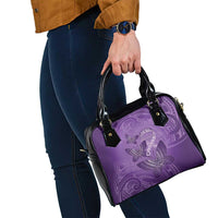 Polynesia Lupus Awareness Month Shoulder Handbag Warrior Purple Ribbon Polynesian Butterflies LT14 - Polynesian Pride