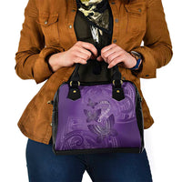 Polynesia Lupus Awareness Month Shoulder Handbag Warrior Purple Ribbon Polynesian Butterflies LT14 - Polynesian Pride