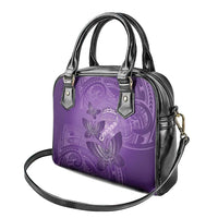 Polynesia Lupus Awareness Month Shoulder Handbag Warrior Purple Ribbon Polynesian Butterflies LT14 - Polynesian Pride