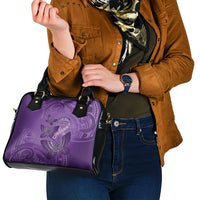 Polynesia Lupus Awareness Month Shoulder Handbag Warrior Purple Ribbon Polynesian Butterflies LT14 - Polynesian Pride