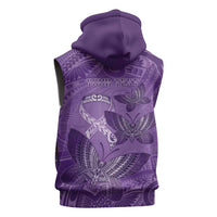 Personalised Polynesia Lupus Awareness Month Sleeveless Hoodie Warrior Purple Ribbon Polynesian Butterflies LT14 - Polynesian Pride