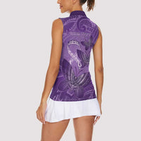 Personalised Polynesia Lupus Awareness Month Women Sleeveless Polo Shirt Warrior Purple Ribbon Polynesian Butterflies
