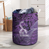 Lupus Awareness Month New Zealand Laundry Basket Be Strong Warrior Maori Silver Fern LT14 Purple - Polynesian Pride