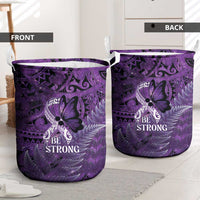 Lupus Awareness Month New Zealand Laundry Basket Be Strong Warrior Maori Silver Fern LT14 - Polynesian Pride