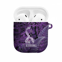 Lupus Awareness Month New Zealand AirPods Case Be Strong Warrior Maori Silver Fern LT14 Purple - Polynesian Pride